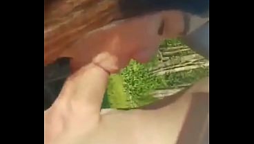 Japanese MILF gives a sloppy blowjob in the forest