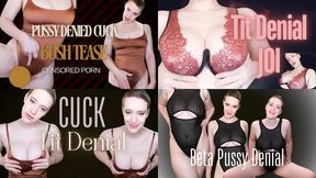 4-Clip Denial Bundle: Tit Denial JOI, Beta Pussy Denial, Pussy Denied Cuck Bush Tease, Cuck Tit Denial