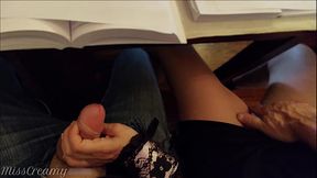 Teacher jerks off a student'_s dick in classroom during university class - MissCreamy