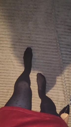 Teasing My Pattern Black Pantyhose