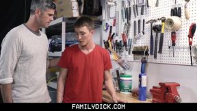 FamilyDick-Timid Guy Gets Plunged by Old Boy in Garage