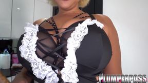 Busty Russian Maid Cleans up Big Black Cock