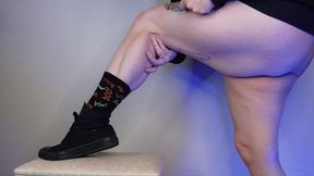 Muscular Calves in All black Converse and Halloween Socks WMV 1080