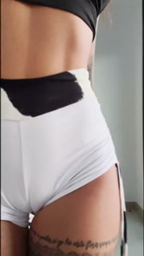 Cow shorts, streaptease and dancing sexy for you Susy Gala Homemade