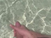 Nice cock exhibitionist wanking at a beautiful beach jerking