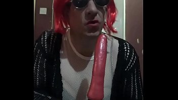 bisexual crossdresser mark wright fucks a dildo on a stick then sucks it clean wishing it was your cock instead of this rubber one