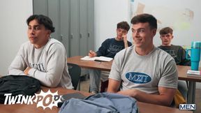 TWINKPOP - Professor Greg Dixxon Sucks Jake Preston&#039;s Cock After Catching Him Stroking In Class