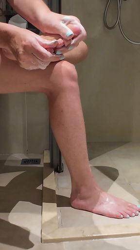 Giving My Dirty Smelly Feet a Thorough Soapy Wash, Ready to Be Sucked and Worshipped by You