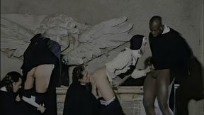 nuns and priests: convent orgy with two white cocks and one black