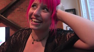 Pink-haired natural big jugs slut Proxy Paige fucks hard