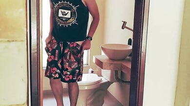 Chubby roommate caught exposing herself while jerking off in the bathroom
