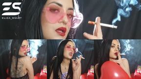 Cigarettes and heart shaped balloons