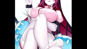 anime feet hentai аниме фут фетиш footjob feet licking lick pantyhose stockings nylon white black