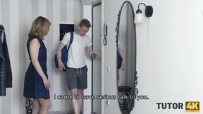 TUTOR4K. Blonde teacher got a lesson from angry student at his home