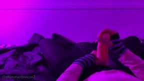 Strap-on stroke session with a big dildo