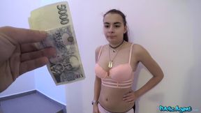 Russian teen Scyley Jam gets fucked for cash in her 1st XXX POV.