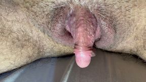 Horny trans man jerking off and sitting on a dildo before bed