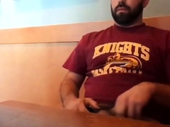 Bearded Bro Public Jerk Off in A Coffee Shop