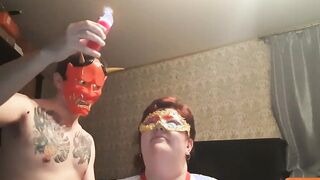 Cutie chubby nurse into BONDAGE action with Cutie wax and clothespins on her bug natural boobies she rewards her master