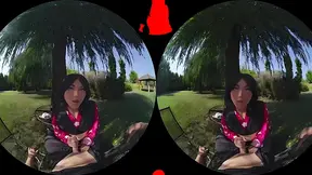 Virtual VR Vixen Makomo seduces with her thick dick in reverse cowgirl and