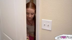 Sweet ginger teen gets caught pranking step-dad