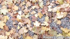 Street whore gets big cock in her pussy doggystyle outdoor