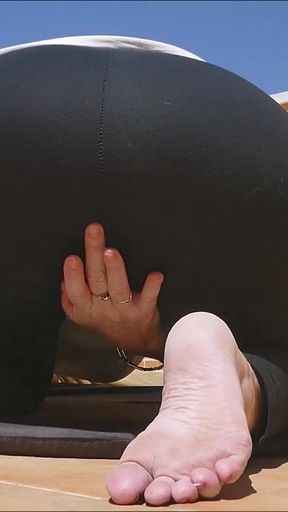 Orgasm Fingering with Big Butt Ass Spreading Pulling Down My Sweaty Yoga Pants Exercising Outdoor