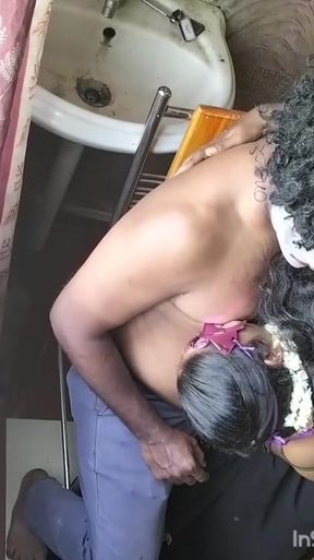 Captivating moment from &quot;Tamil couple boob suck romance&quot;