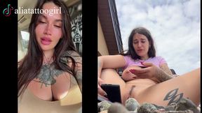 Public beach tantric frolic features TikTok model expertly wielding toy cock&#x1F32D;, climaxing in explicit abandon'