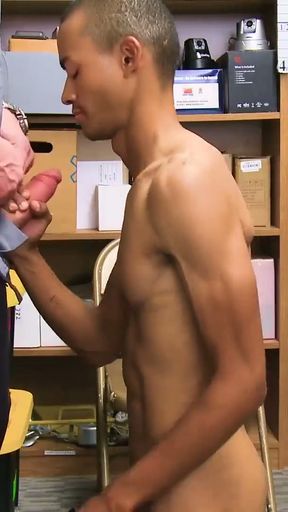 Young and skinny black perp is punished by a security guard   Clip 1