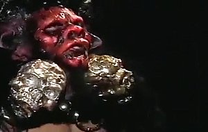 Huge breasted woman fucks two monsters