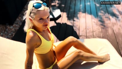 Yellow swimsuit blonde perfection Zazie Skymm