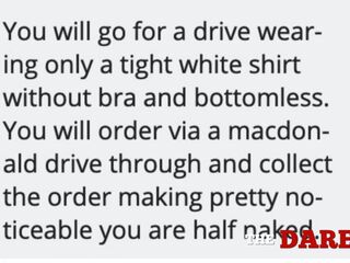 I got dared to wear solely a constricted, thin shirt in a drive-throughout!