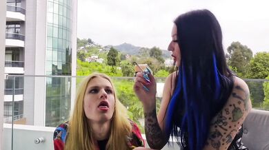 Femboy gasps as smoker crushes lit ciggy on pretty boy flesh