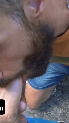 Latin Leche - Muscular Amateur Latino With Beard Slobbers And Rides Stranger's Cock Outdoors   Clip 1