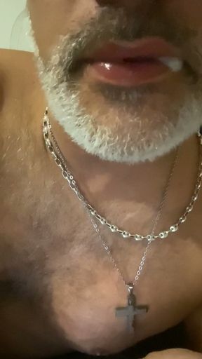 Bi eats her own cum   Clip 1