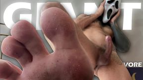 the giant macabreink disguises himself and puts on a show for the tiny human.