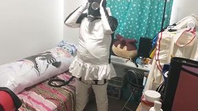 PVC penguin cosplay gasmask sissy hump inflatable bdsm breathplay