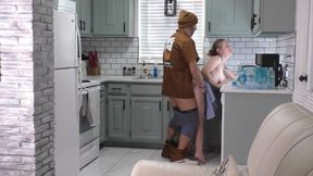 Housewife Misty Rein Gets All Wet From Package Delivery