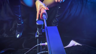 Fucking machine Wrecks her Pussy in latex