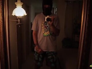 Big Uncut Cock Sex Demon Handsfree Vibrator Masturbation Cum on Mirror