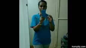 Big Boobs Tamil Indian Maid Horny Lily In Bathroom Changing Bra and Panty Fingering Pussy
