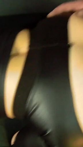 Ripped Leather Pants Babe Takes a Big Cum Load After Getting Fucked