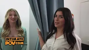 Brunette and blonde babes have kinky sex in public