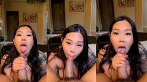 asian babe gives perfect blowjob CUMSHOT IN MOUTH