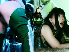 Exotic teen freak hangs on for relentless pussy pounding