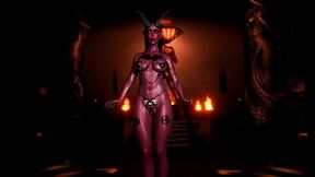Curvy temptress lures you with seductive dance in the dark chamber