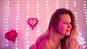 A Beauty in Romantic Lingerie Puts Her Hand Into Her Panties