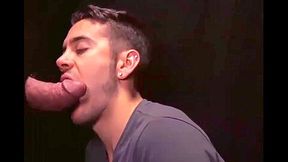 Hot glory hole blowjob and deepthroat with twink and Step daddy