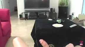 Enchanting blonde rides guy's big shaft after blowing him pro-style